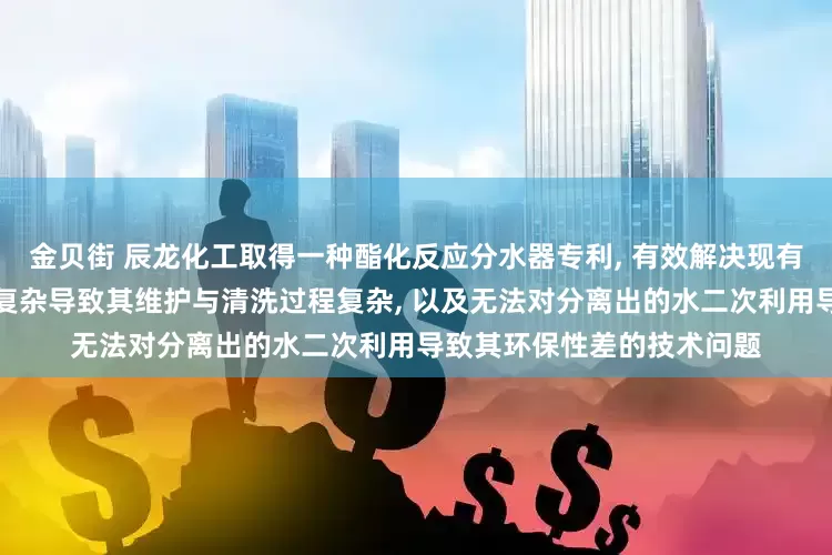 金贝街 辰龙化工取得一种酯化反应分水器专利, 有效解决现有技术中分水器的结构形式复杂导致其维护与清洗过程复杂, 以及无法对分离出的水二次利用导致其环保性差的技术问题